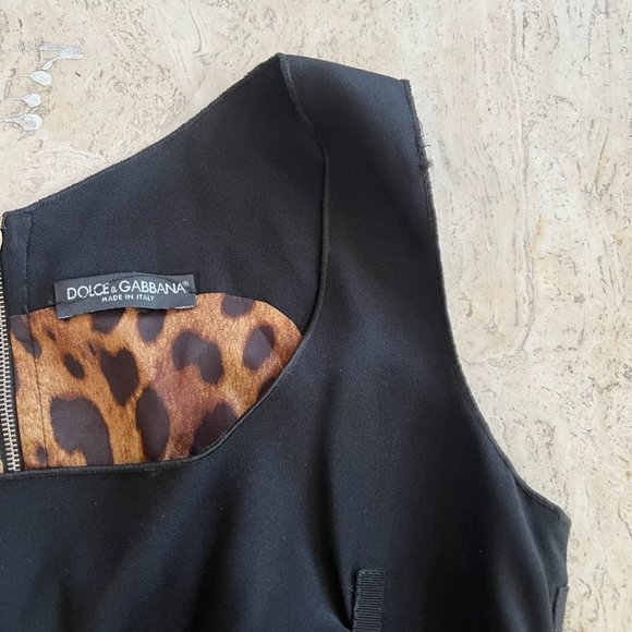 D&G Dolce & Gabbana Black Party Cocktail Ruched Dress Size 44/8 - Picture 9 of 11